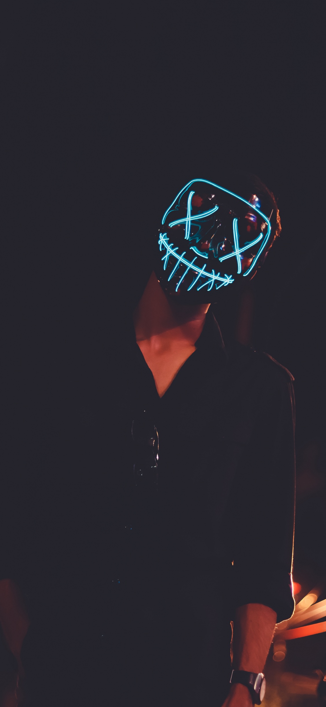 人类的身体, 性能, 午夜, 光, 面罩 壁纸 1125x2436 允许