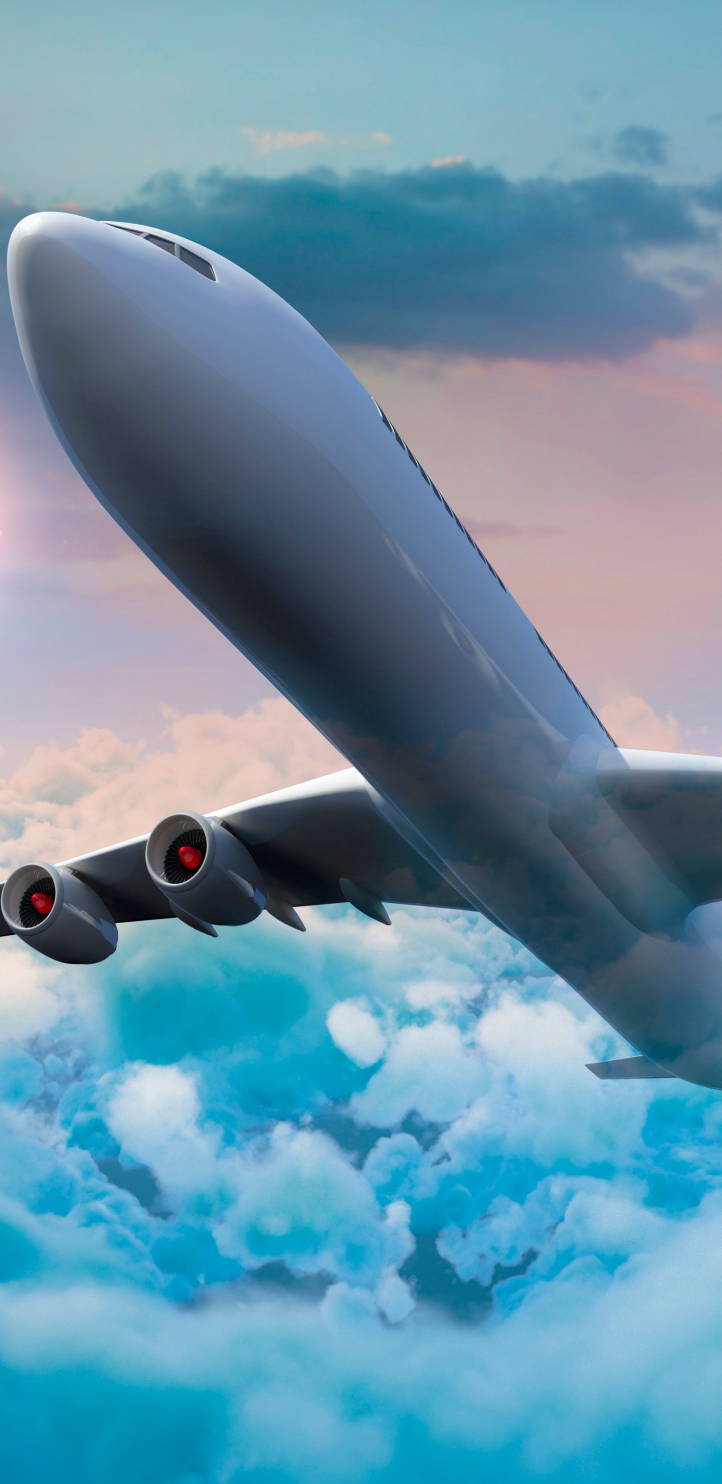 Gray Airplane Under Blue Sky and White Clouds During Daytime. Wallpaper in 1440x2960 Resolution