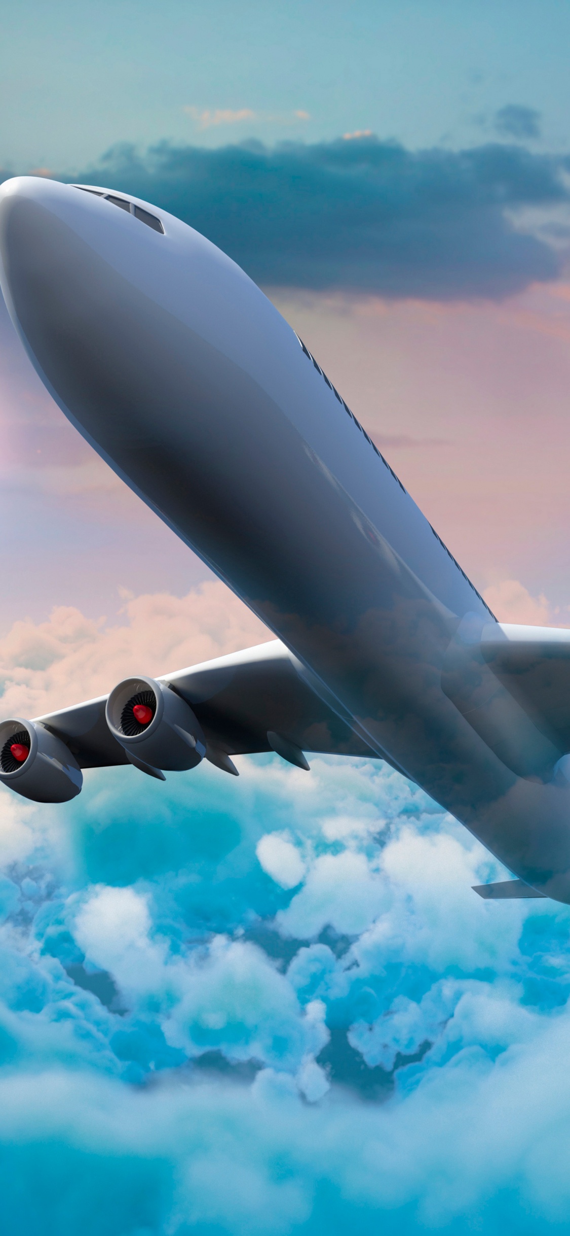 Avion Gris Sous Ciel Bleu et Nuages Blancs Pendant la Journée. Wallpaper in 1125x2436 Resolution