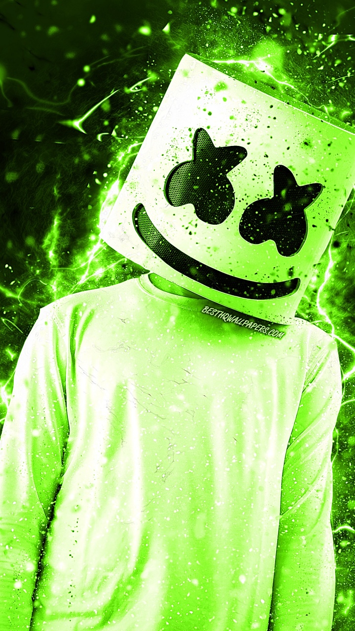dj Marshmello, Home, Green, Yellow, Illustration. Wallpaper in 720x1280 Resolution