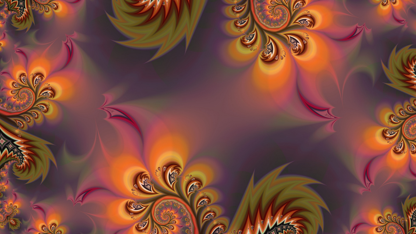Purple Yellow and Pink Floral Illustration. Wallpaper in 1366x768 Resolution