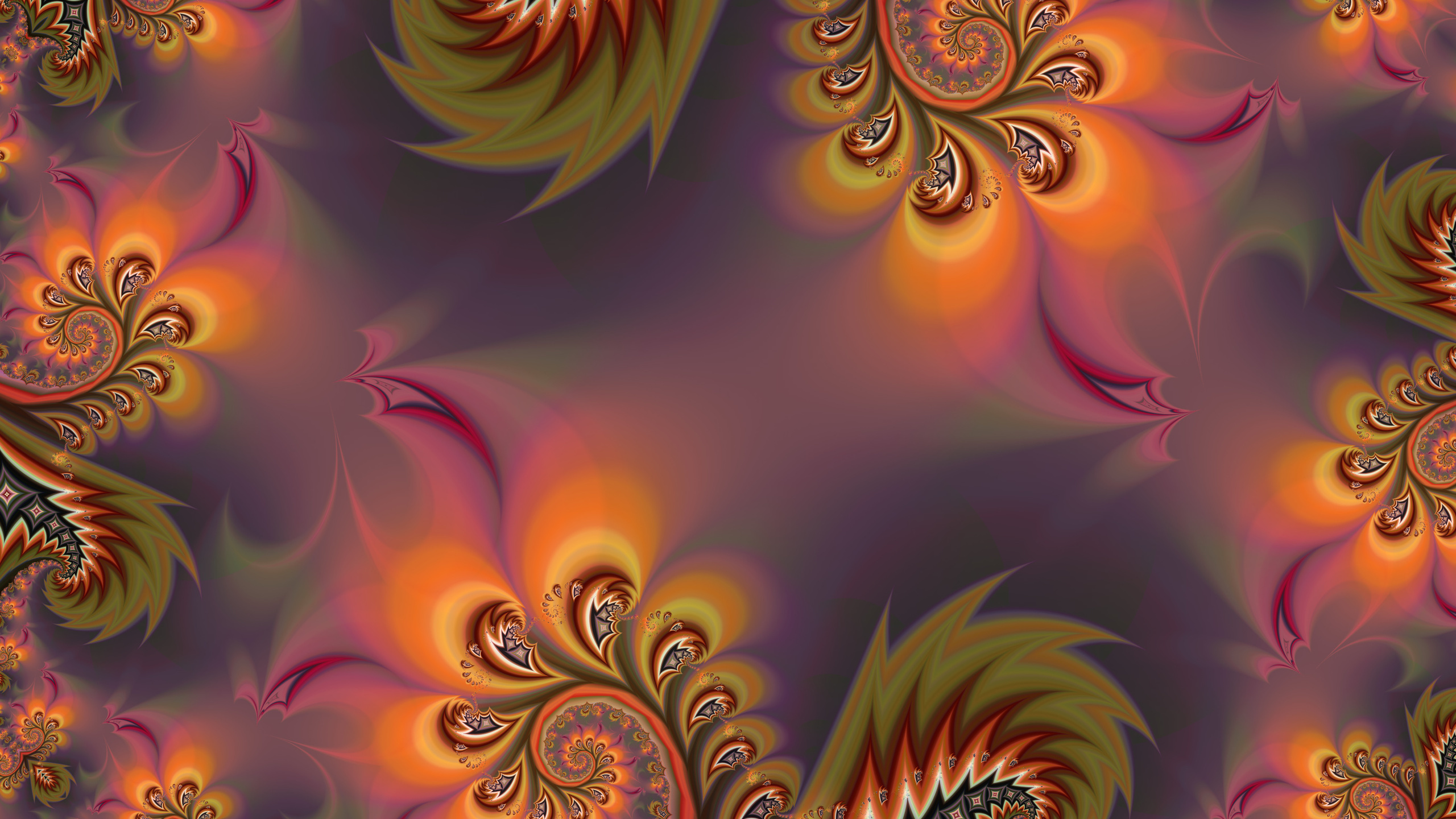 Lila Gelbe Und Rosa Blumenillustration. Wallpaper in 2560x1440 Resolution