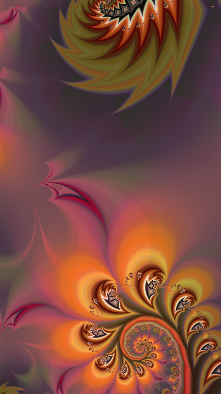 Ilustración Floral Amarillo Púrpura y Rosa. Wallpaper in 750x1334 Resolution