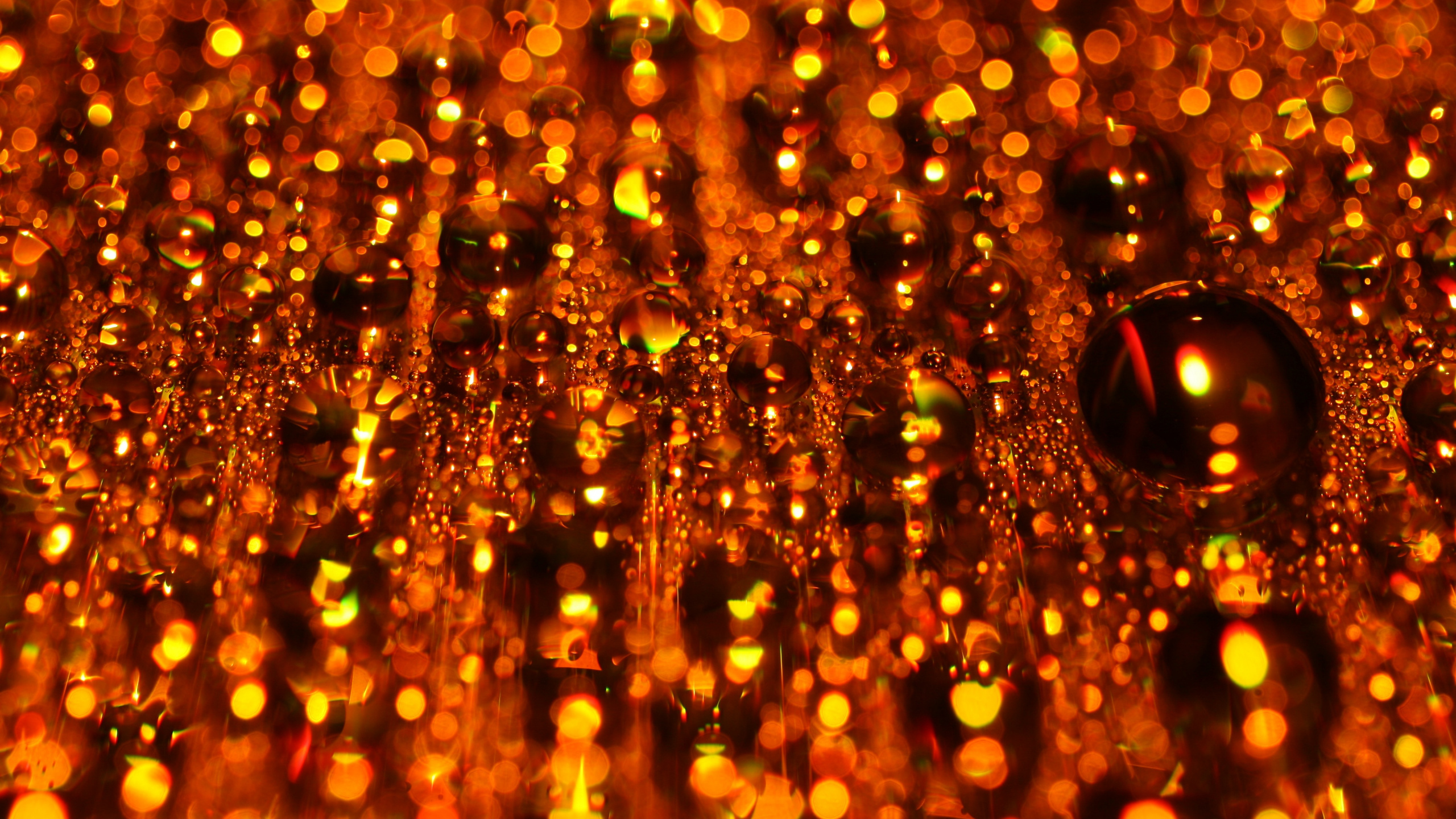 Bokeh, Water, Orange, Amber, Light. Wallpaper in 2560x1440 Resolution