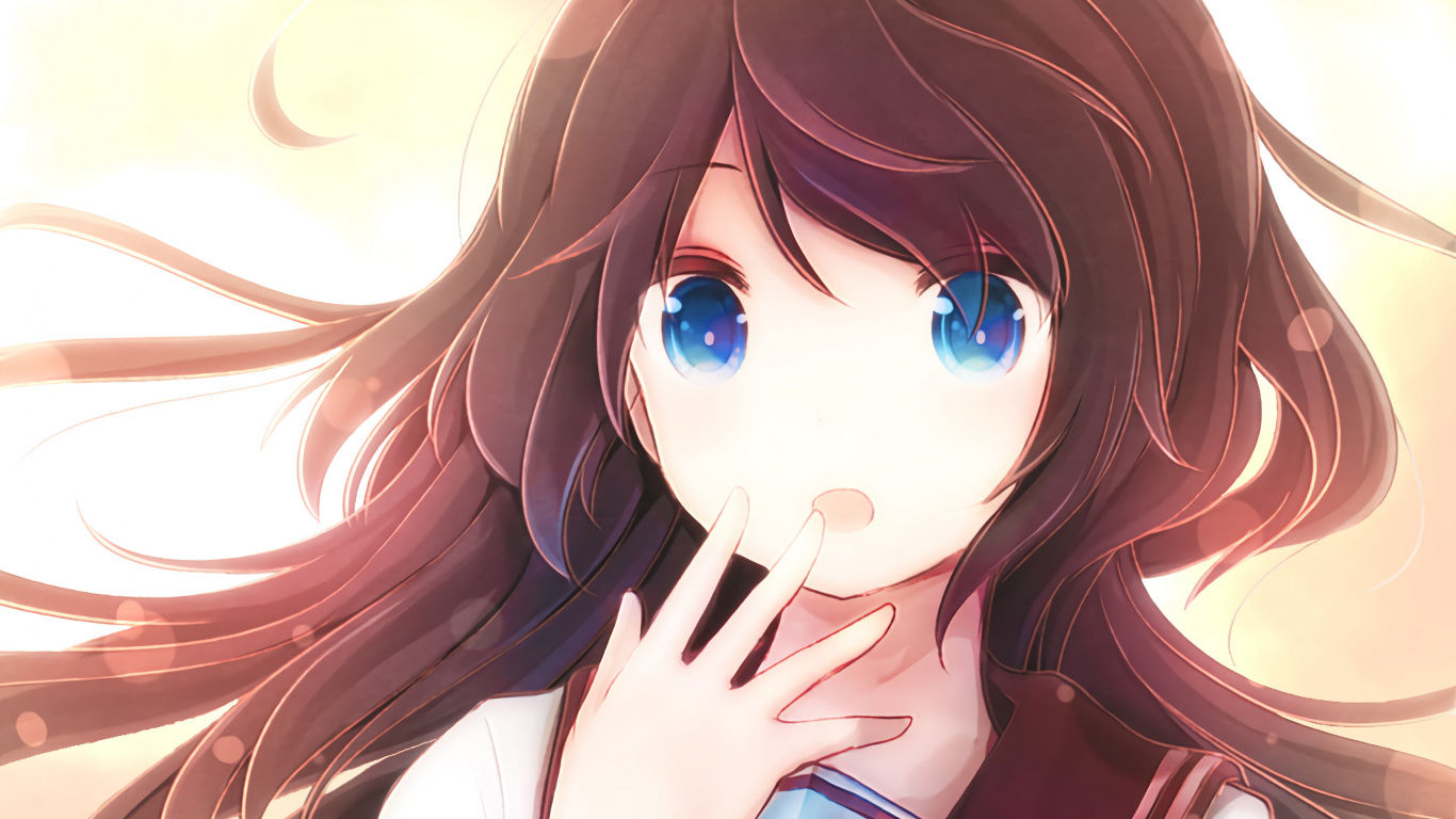 Personaje de Anime de Chica de Pelo Castaño. Wallpaper in 1366x768 Resolution