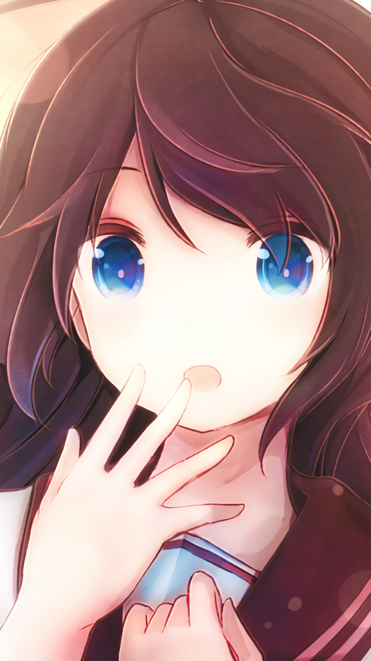 Personaje de Anime de Chica de Pelo Castaño. Wallpaper in 750x1334 Resolution