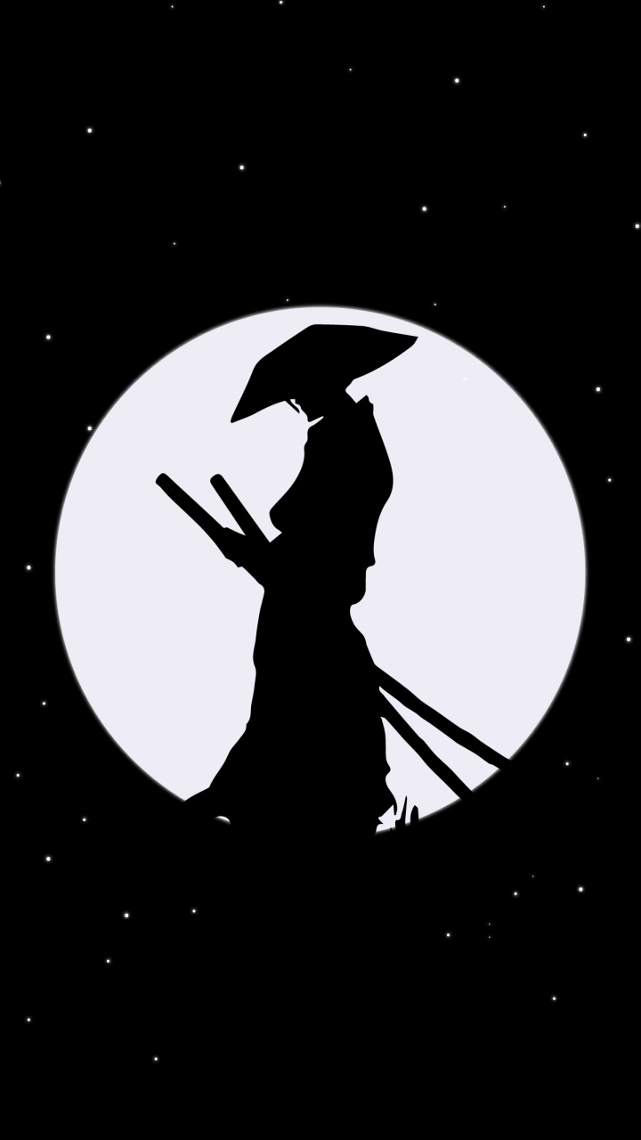 Samurai, Mond, Amoled, Raum, Astronomisches Objekt. Wallpaper in 720x1280 Resolution