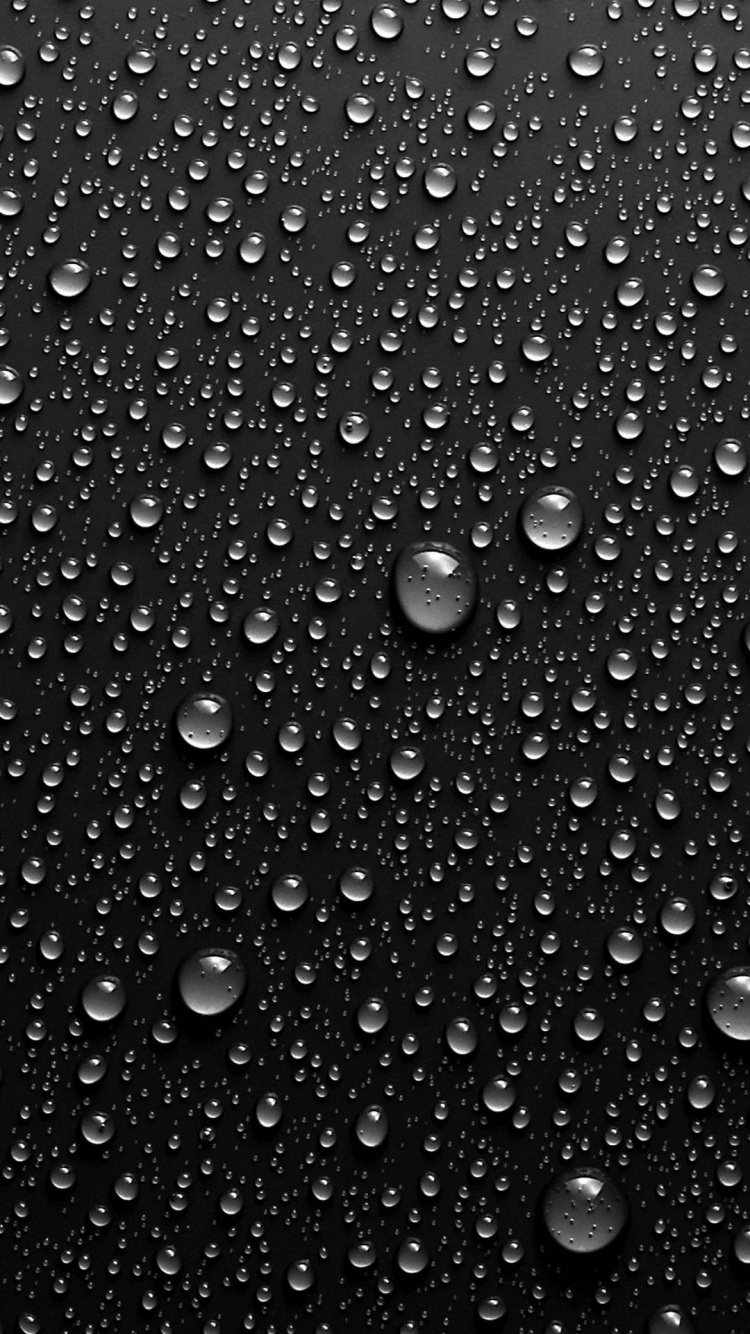 Water Droplets on Black Surface. Wallpaper in 750x1334 Resolution