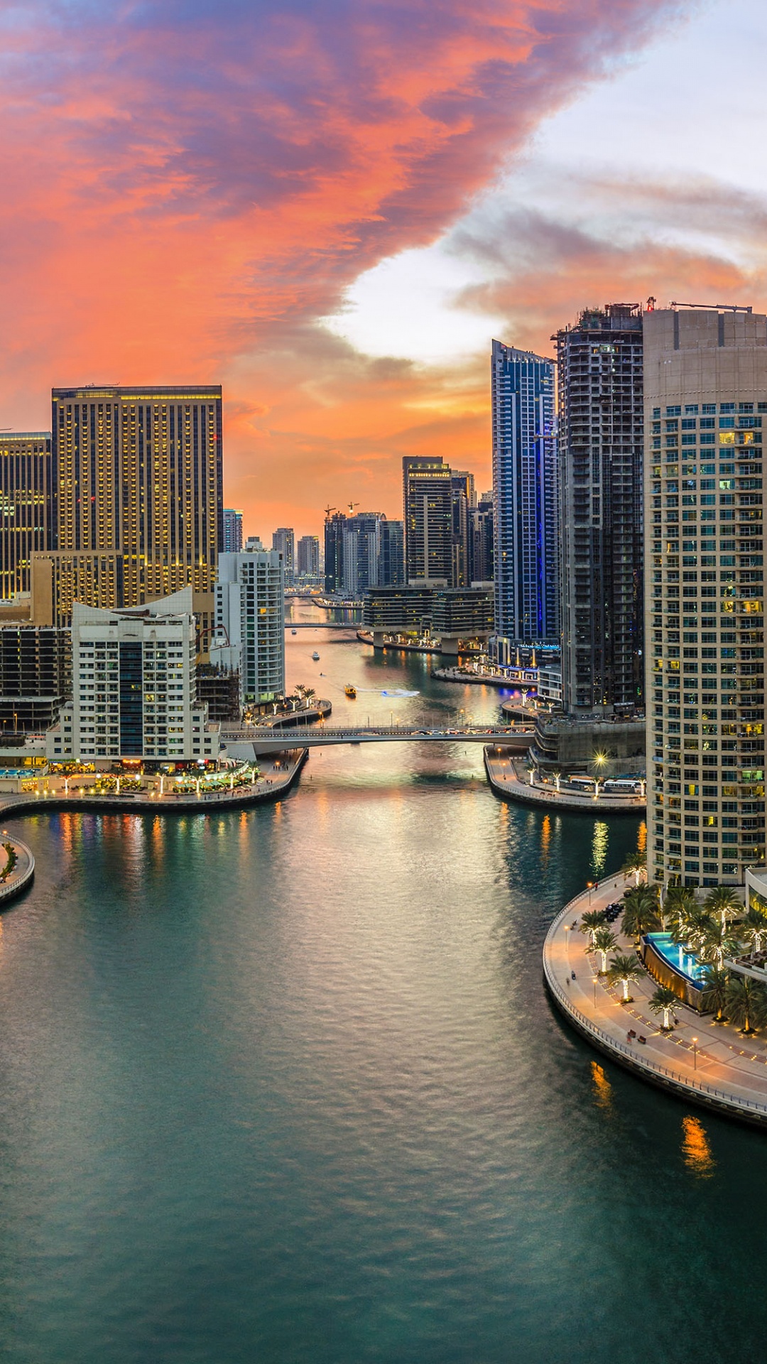 City Skyline With High Rise Buildings During Sunset. Wallpaper in 1080x1920 Resolution