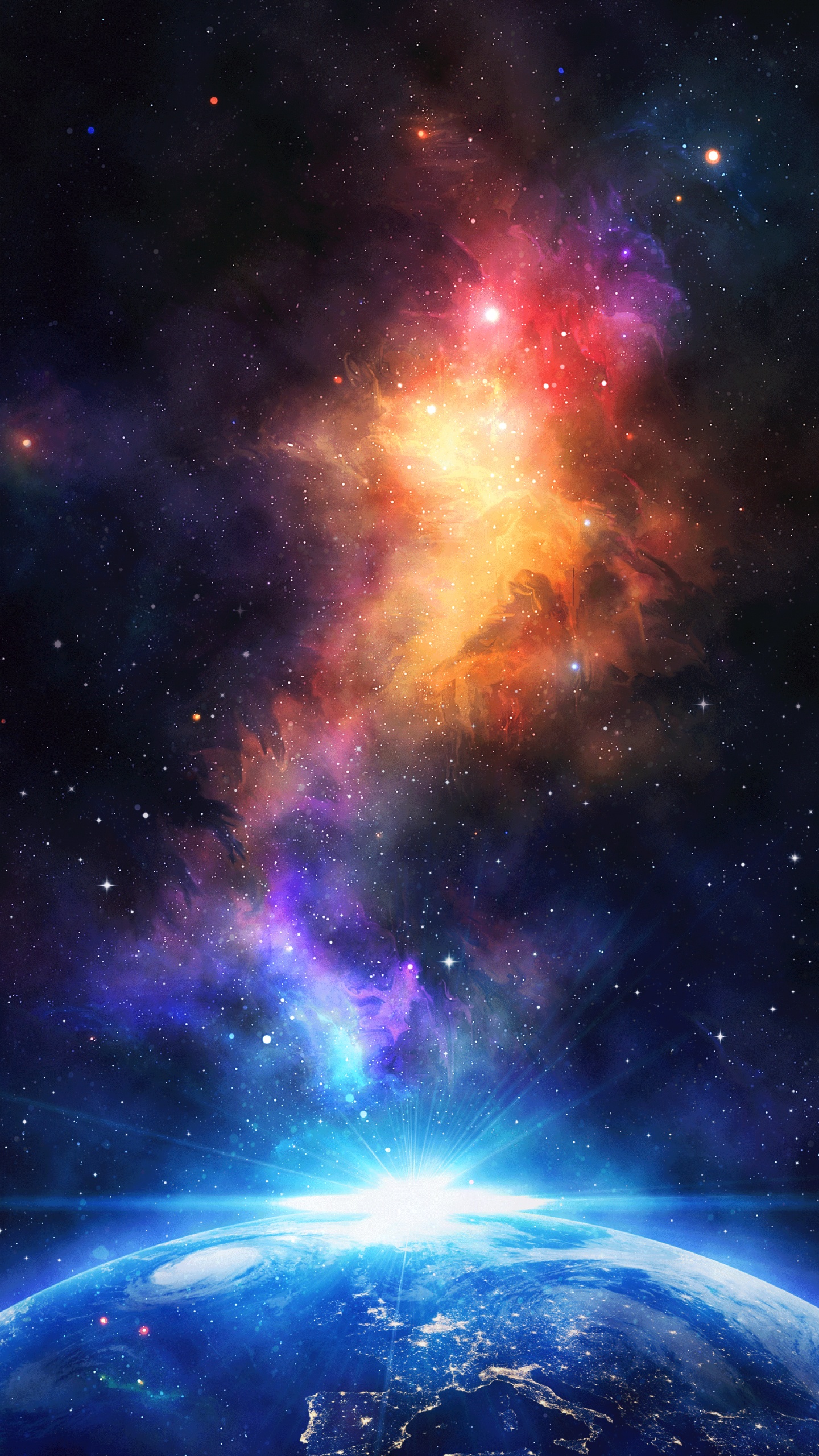 Terre, Espace, Atmosphère, Nébuleuse, Purple. Wallpaper in 1440x2560 Resolution