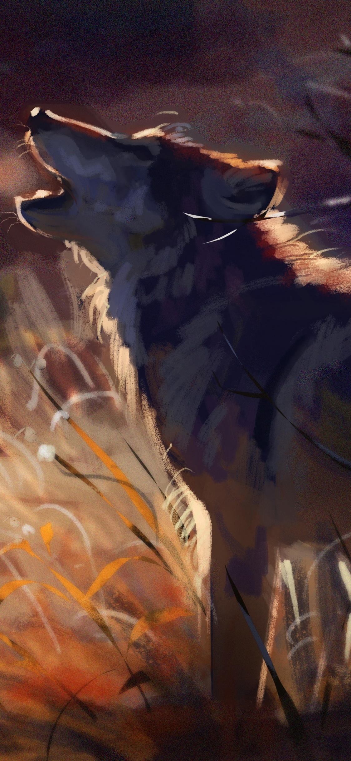 White and Brown Deer on Brown Grass Field Painting. Wallpaper in 1125x2436 Resolution