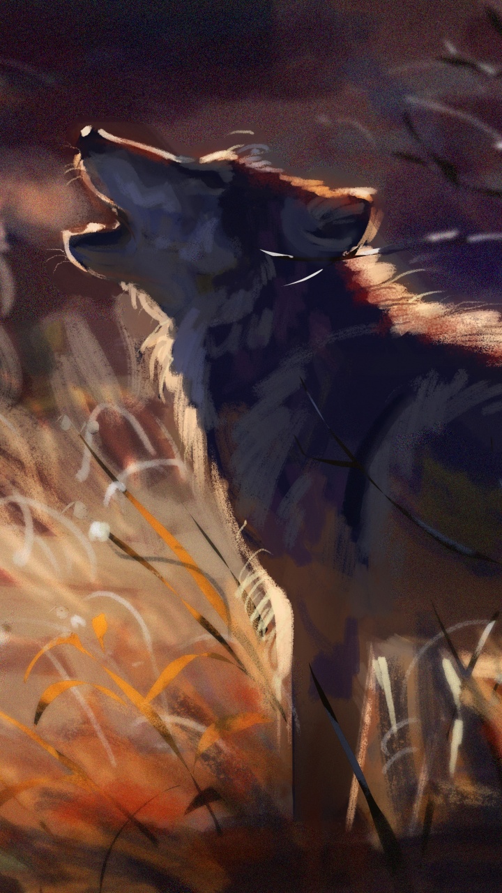 White and Brown Deer on Brown Grass Field Painting. Wallpaper in 720x1280 Resolution