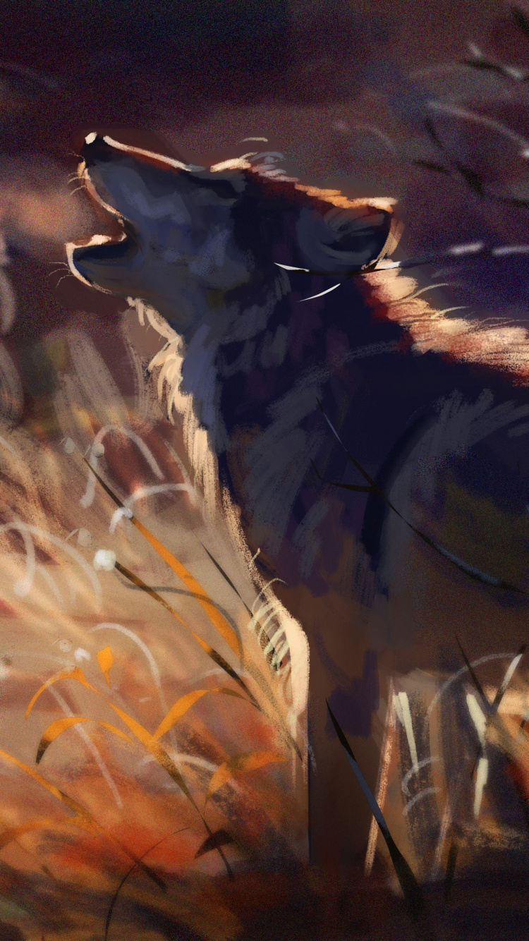 Cerf Blanc et Brun Sur la Peinture de Champ D'herbe Brune. Wallpaper in 750x1334 Resolution