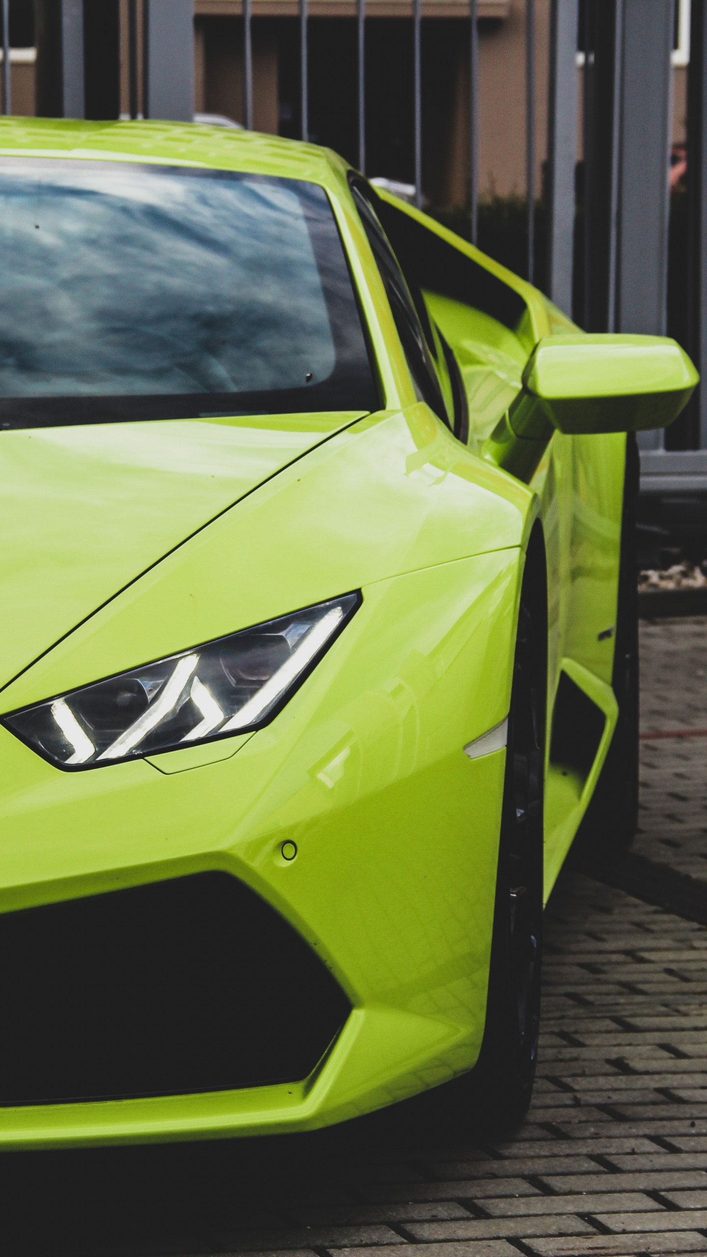Green Lamborghini Aventador Parked on Street During Daytime. Wallpaper in 1440x2560 Resolution