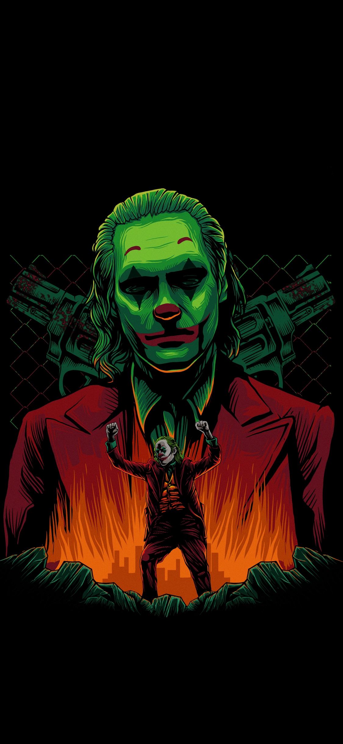 Art, Joker, Joaquin Phoenix, Dessin, dc Comics. Wallpaper in 1125x2436 Resolution