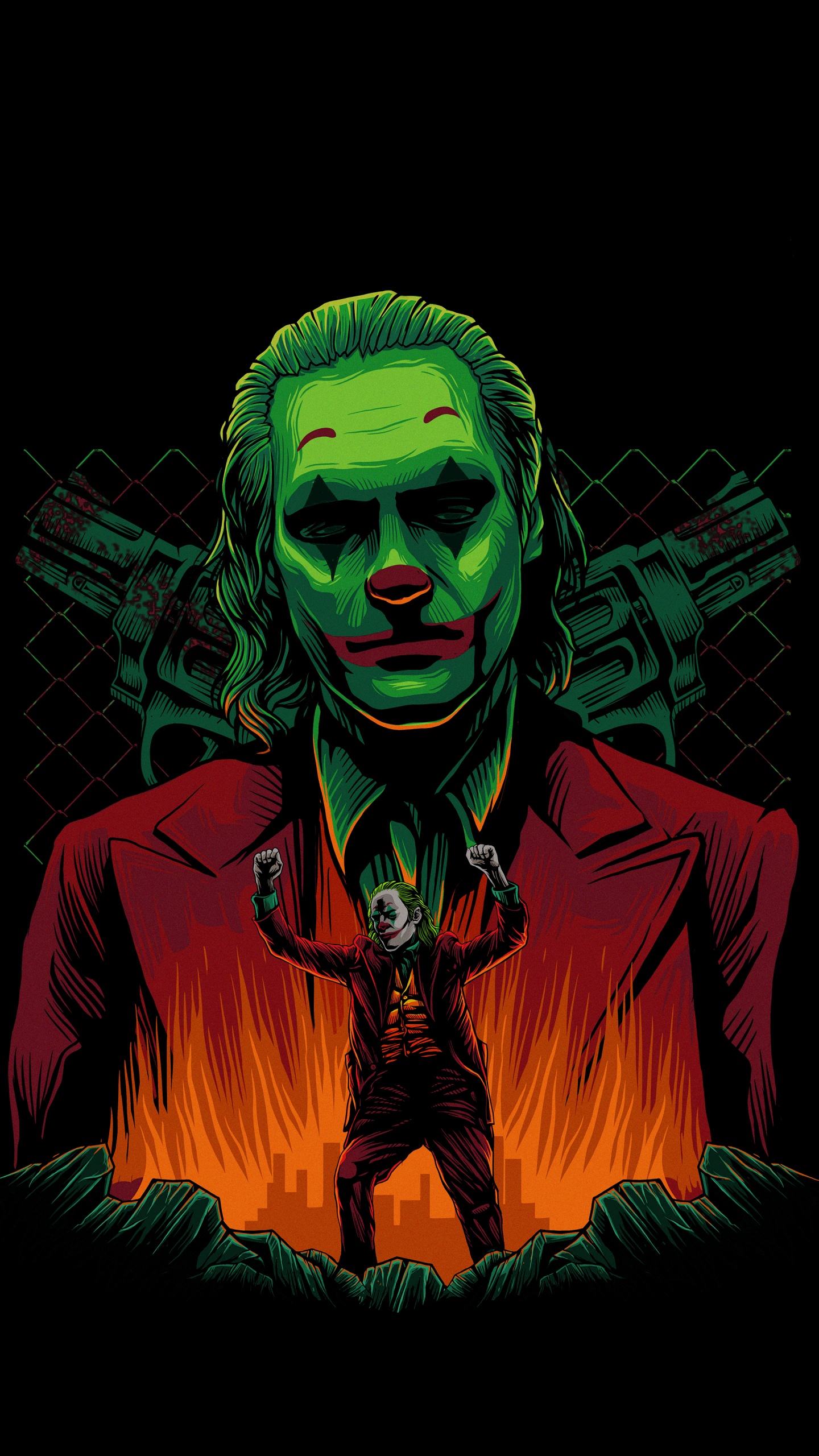 Art, Joker, Joaquin Phoenix, Dessin, dc Comics. Wallpaper in 1440x2560 Resolution