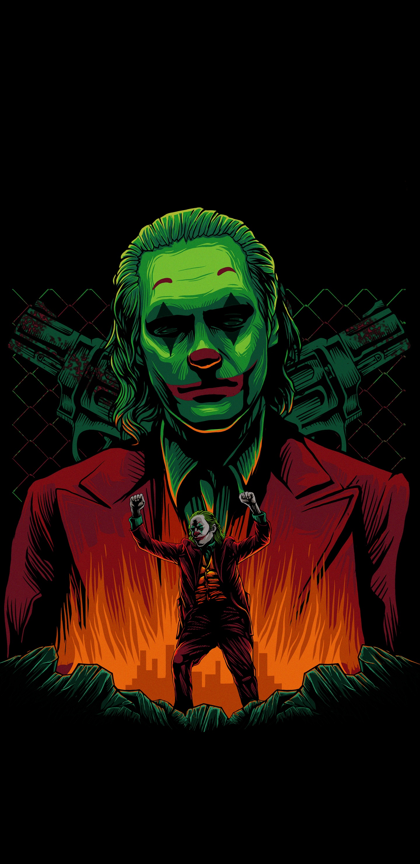 Art, Joker, Joaquin Phoenix, Dessin, dc Comics. Wallpaper in 1440x2960 Resolution