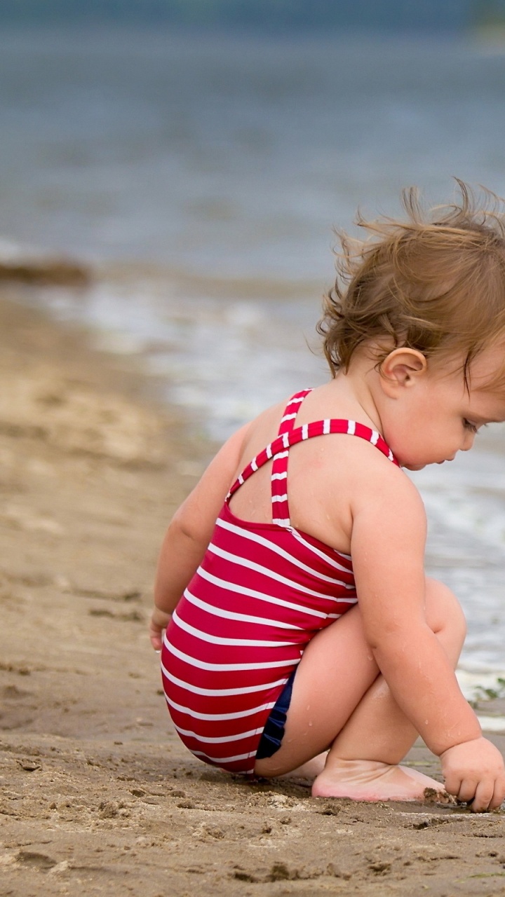 Beach, Sea, Child, Vacation, Fun. Wallpaper in 720x1280 Resolution