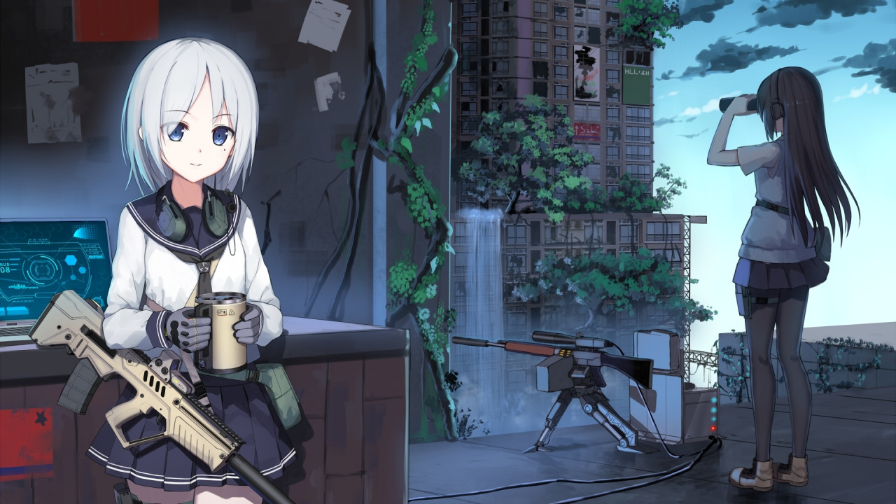 Man in White Mask Holding Rifle. Wallpaper in 1280x720 Resolution