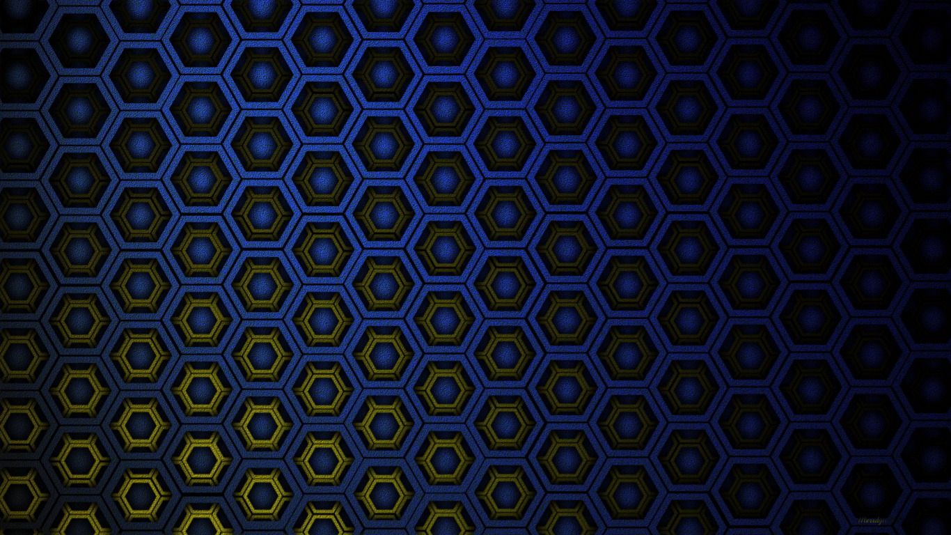 Blaues Und Gelbes Quadratisches Muster. Wallpaper in 1366x768 Resolution