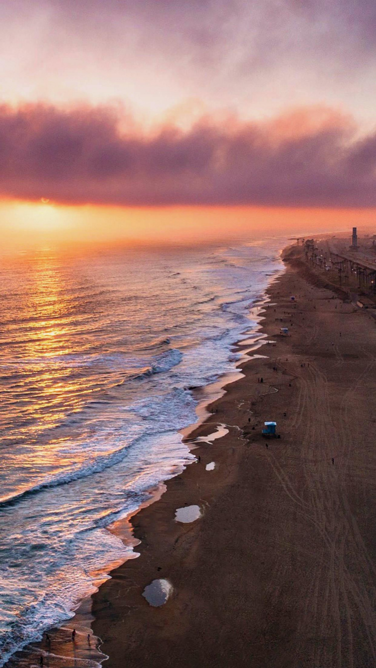 Mar, Agua, Ambiente, Afterglow, Playa. Wallpaper in 750x1334 Resolution