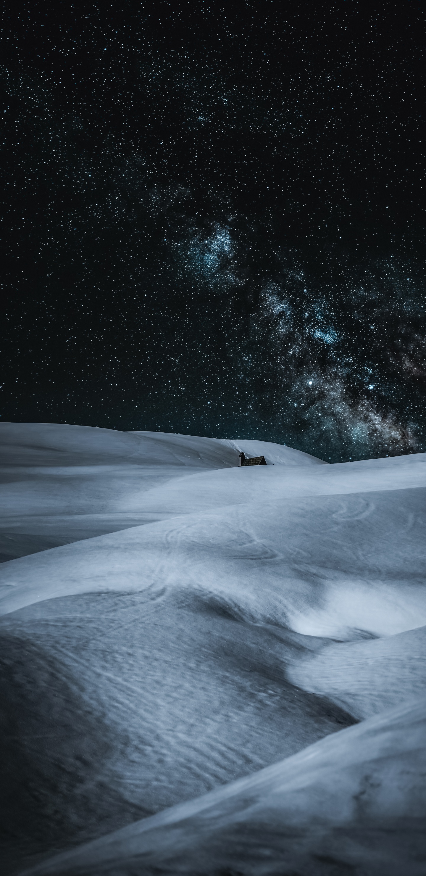 Nuit de Neige, Nuit, 2021, Atmosphère, Paysage Naturel. Wallpaper in 1440x2960 Resolution