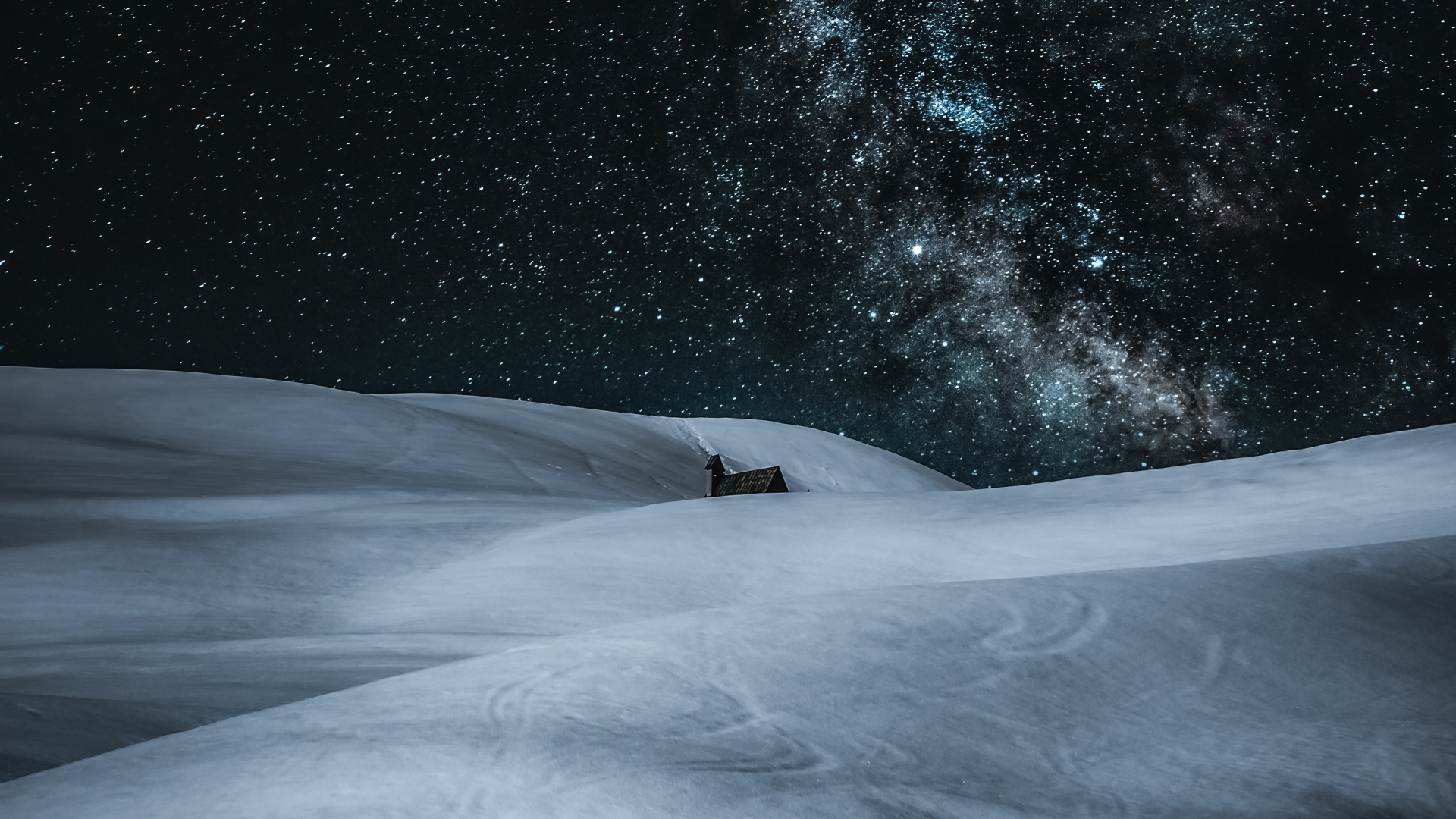 Snow Night, Night, 2021, Atmosphere, Natural Landscape. Wallpaper in 1920x1080 Resolution