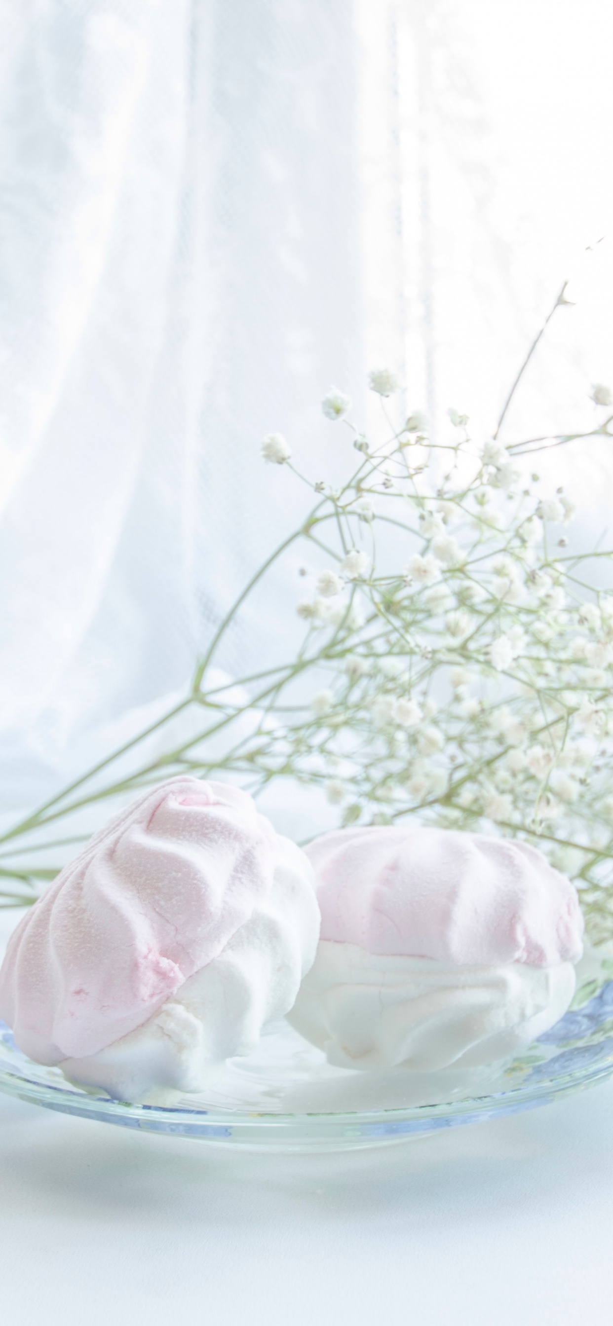 Purple Flowers on Clear Glass Bowl. Wallpaper in 1242x2688 Resolution