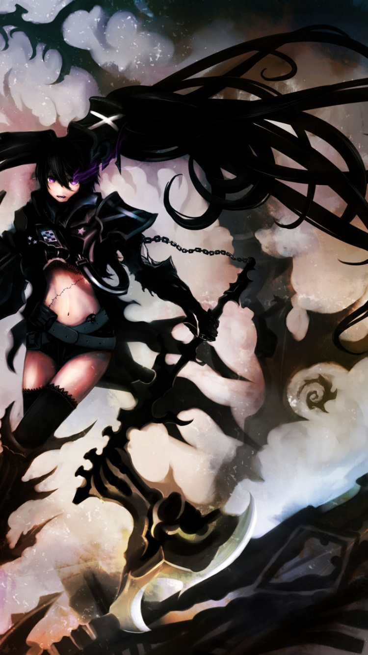 Black Haired Woman in Black Dress Illustration. Wallpaper in 750x1334 Resolution