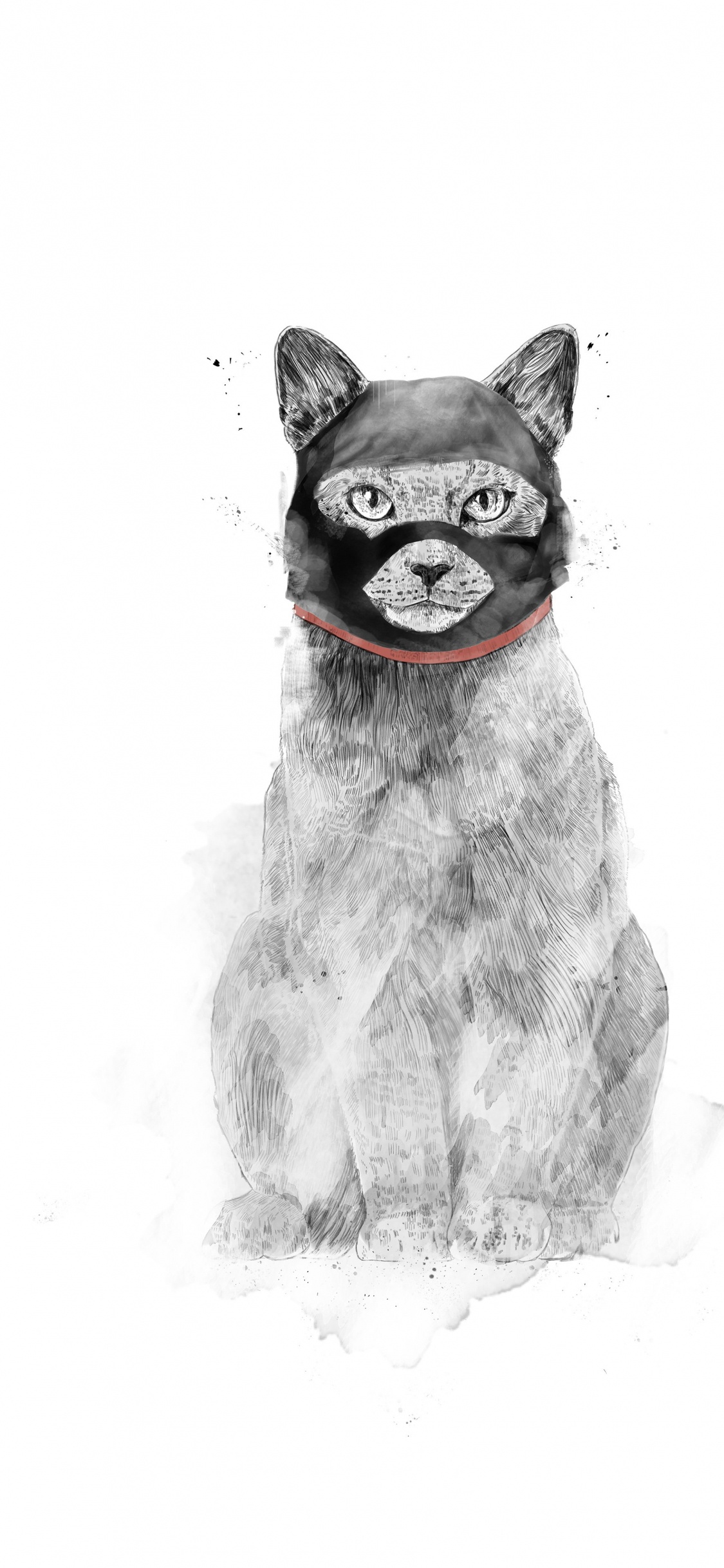 Gato, Arte, Cartel, Dibujo, Icanvas. Wallpaper in 1125x2436 Resolution