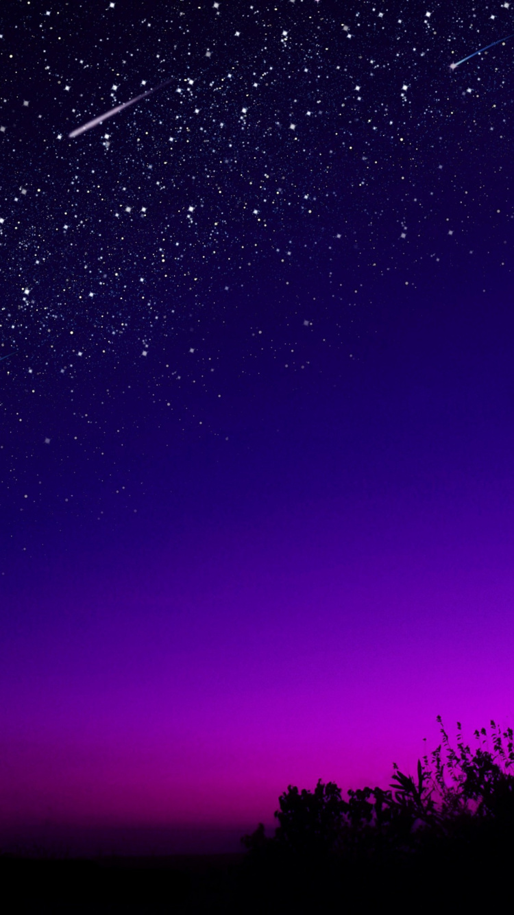 月亮, 气氛, Crescent, 性质, 紫色的 壁纸 750x1334 允许