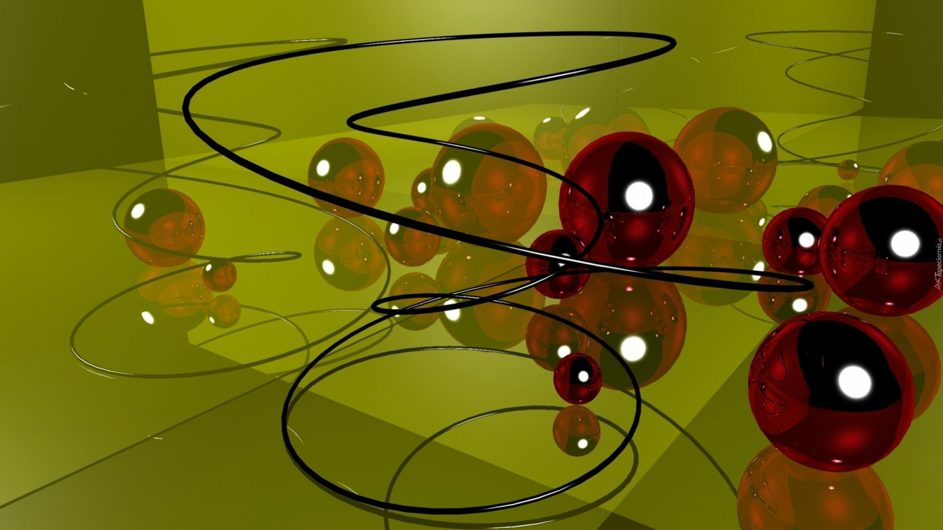 Ballons Rouges et Jaunes Sur Plafond de Verre. Wallpaper in 1366x768 Resolution