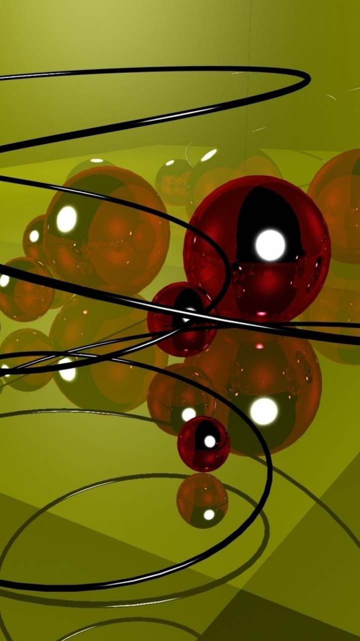 Rote Und Gelbe Luftballons an Der Glasdecke. Wallpaper in 720x1280 Resolution