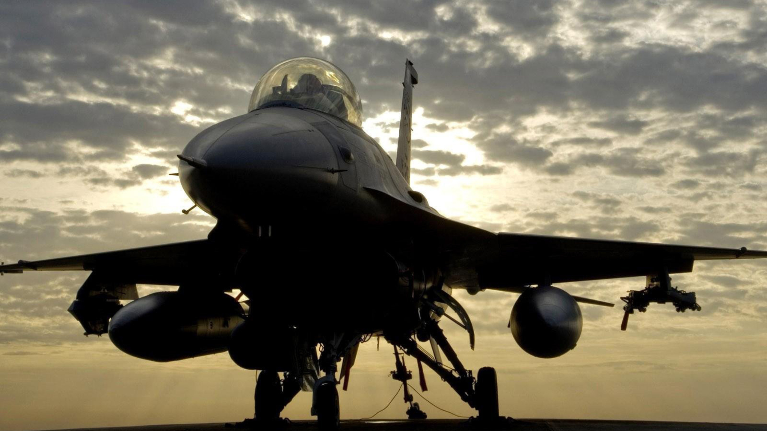 Black Fighter Plane Under White Clouds During Daytime. Wallpaper in 2560x1440 Resolution