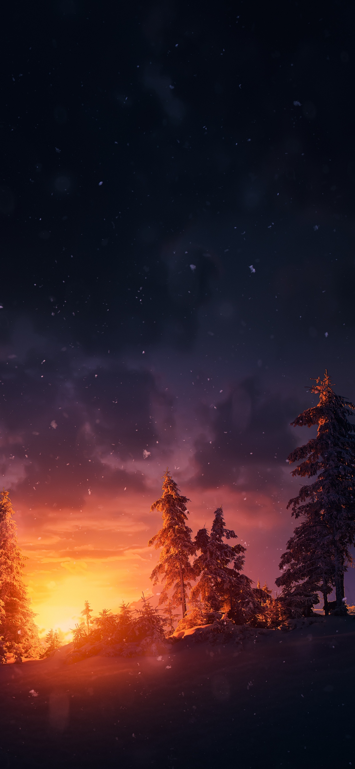 Atmosphäre, Naturlandschaft, Cloud, Afterglow, Baum. Wallpaper in 1242x2688 Resolution