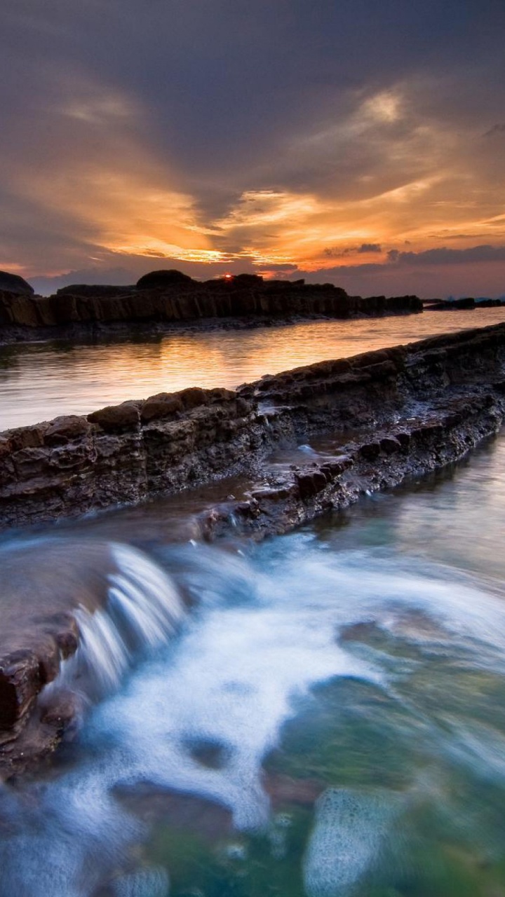 日落, 人体内的水, 大海, 海洋, 海岸 壁纸 720x1280 允许