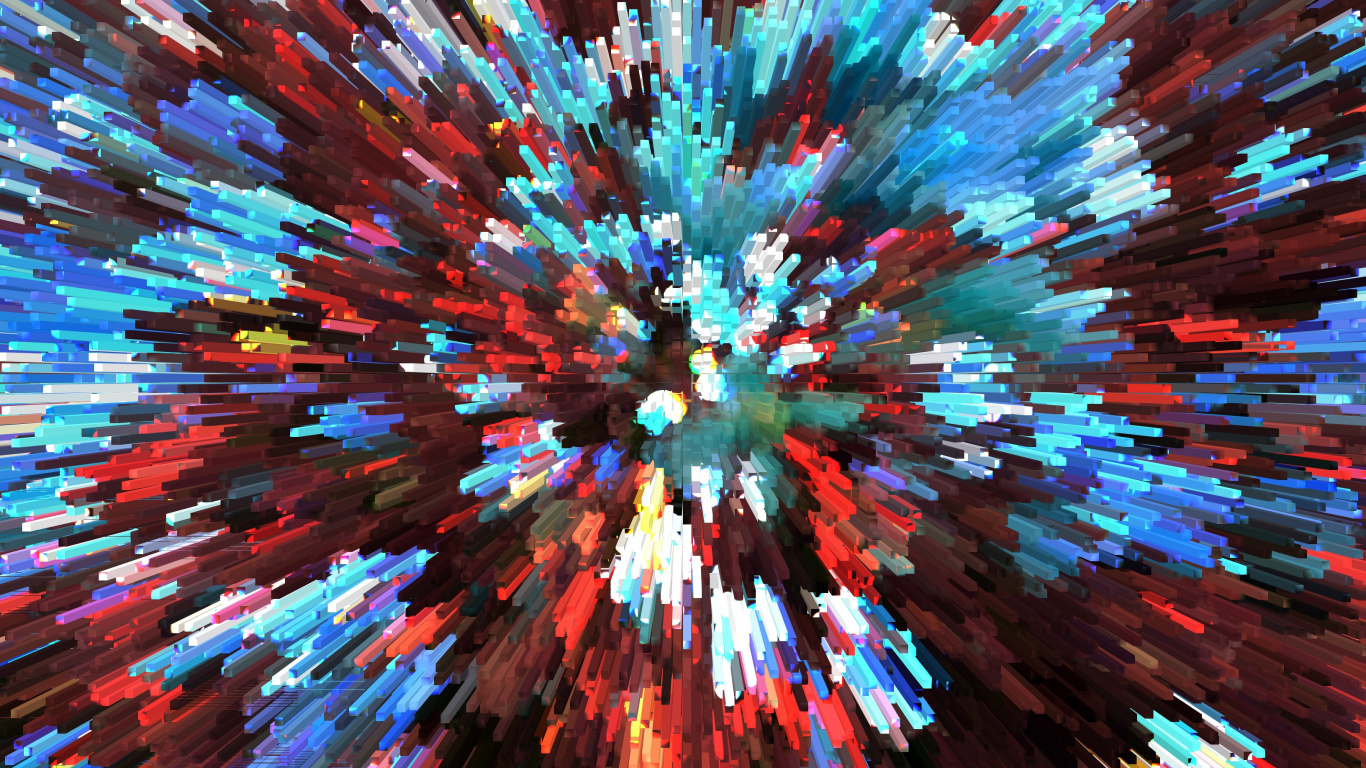 Blue White and Pink Abstract Painting. Wallpaper in 1366x768 Resolution