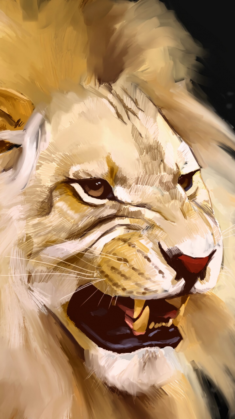 Lion Aux Yeux Jaunes Illustration. Wallpaper in 750x1334 Resolution