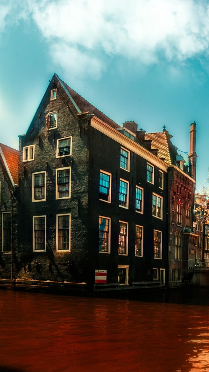 阿姆斯特丹, 运河, 反射, 天空, 城市 壁纸 720x1280 允许