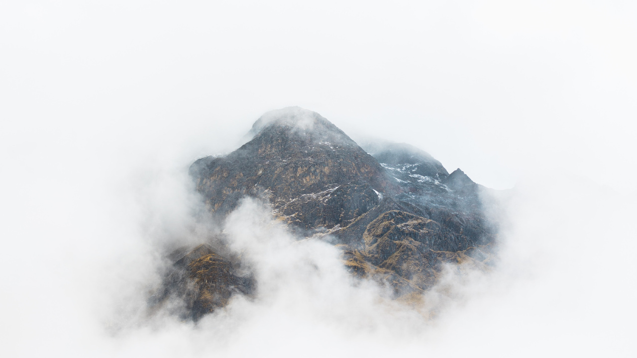 Neige, Rock, Brouillard, Hiver, Tempête de L'hiver. Wallpaper in 1280x720 Resolution