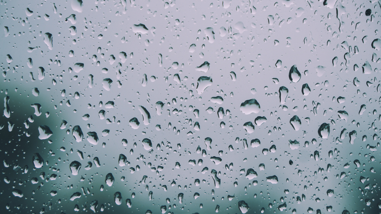 Rain, Drop, Water, Drizzle, Blue. Wallpaper in 1280x720 Resolution
