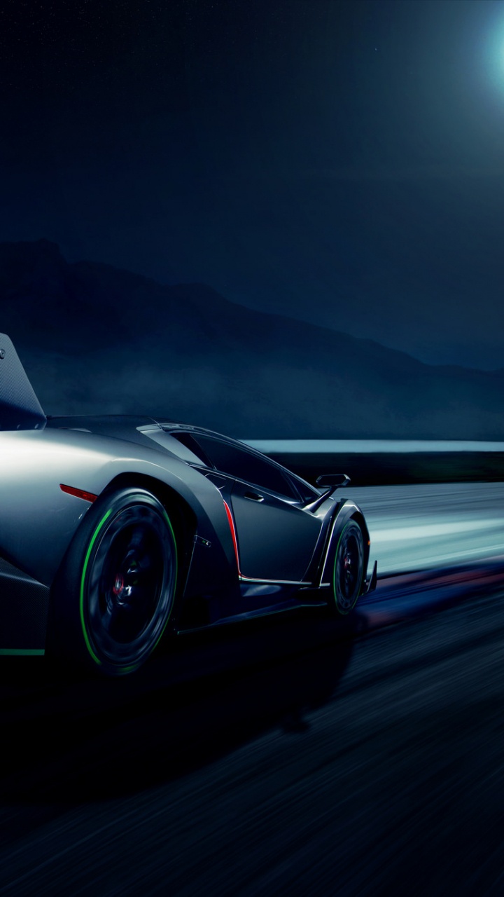 Schwarz-weißer Lamborghini Aventador. Wallpaper in 720x1280 Resolution