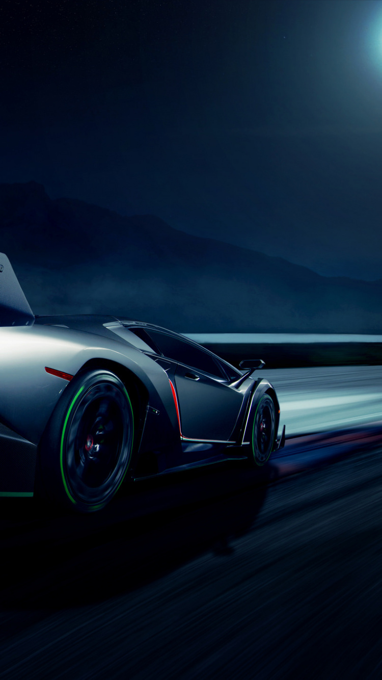 Schwarz-weißer Lamborghini Aventador. Wallpaper in 750x1334 Resolution