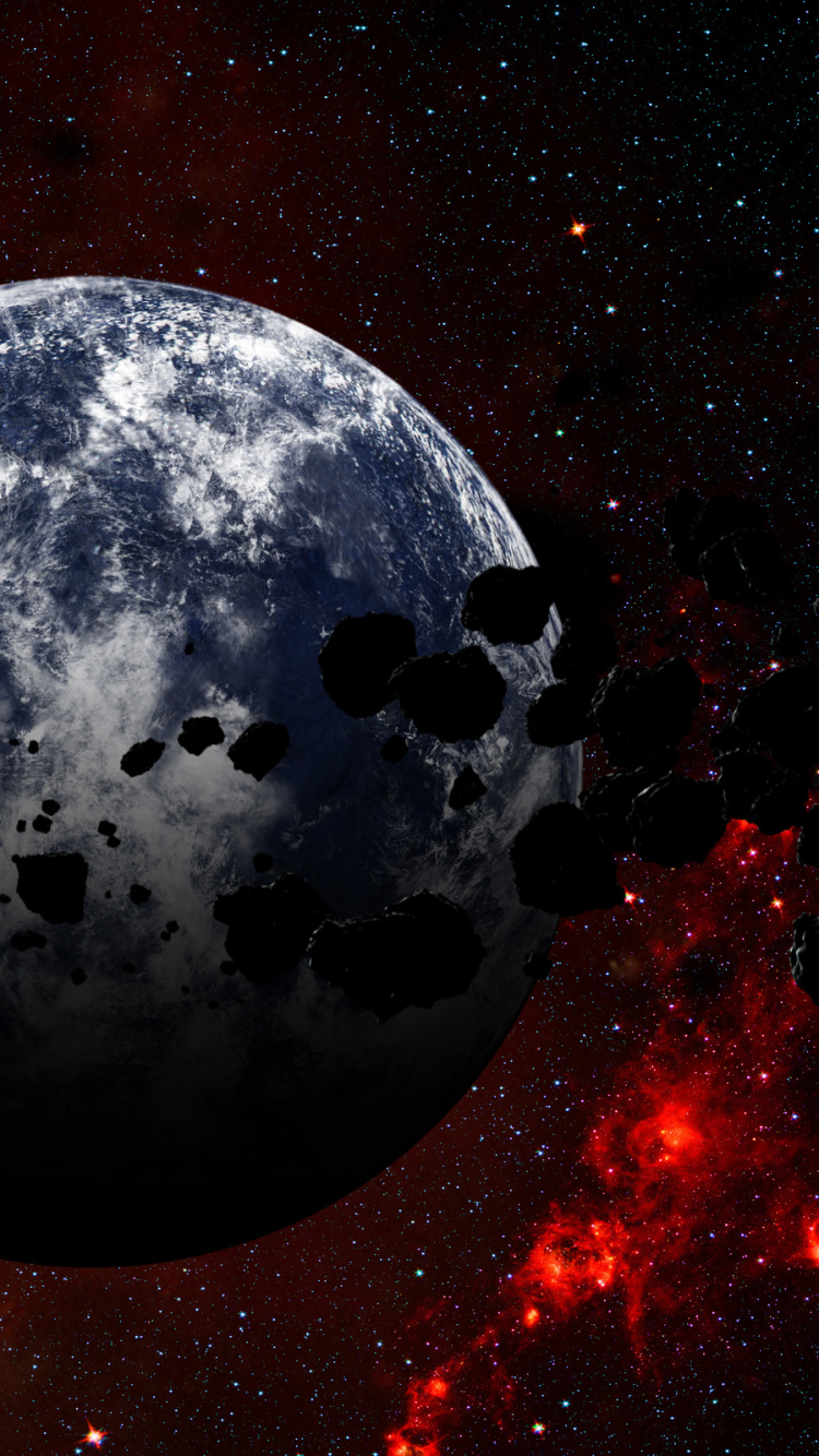 Pleine Lune Sur Ciel Rouge et Noir. Wallpaper in 750x1334 Resolution