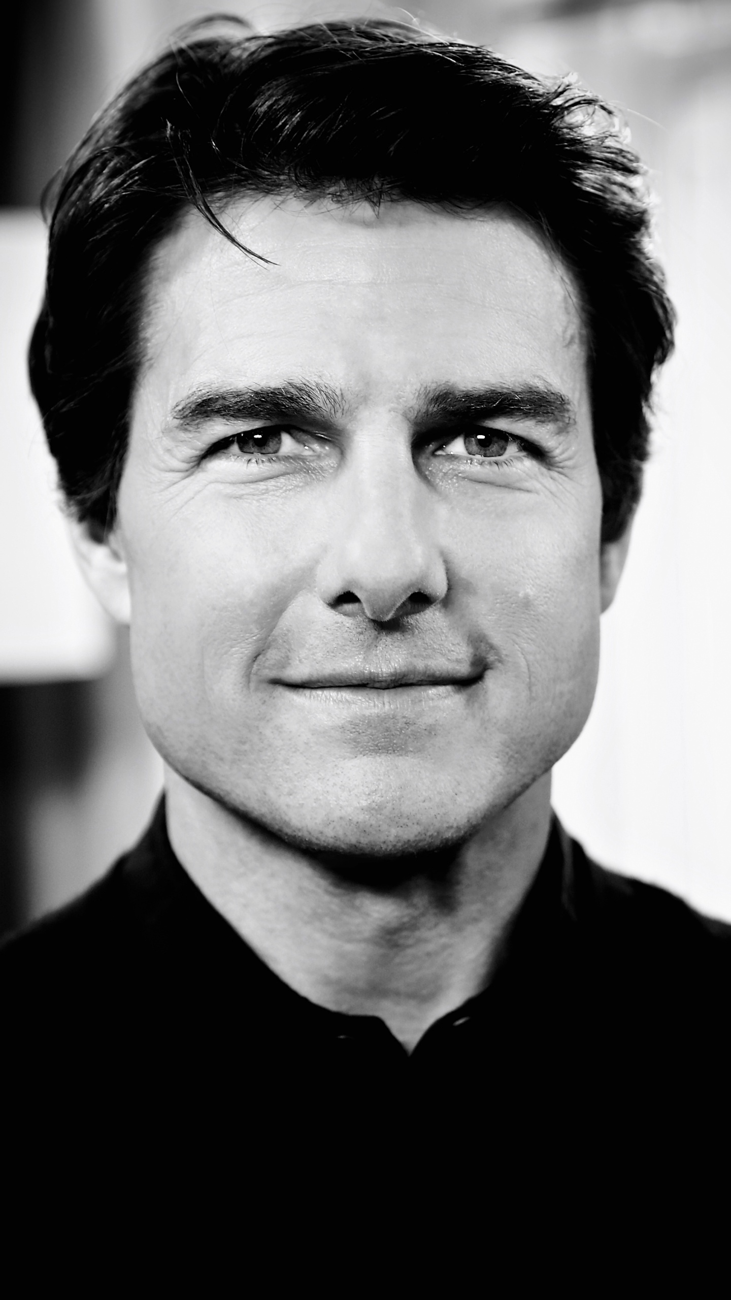 Tom Cruise, Noir et Blanc, Portrait, Face, Menton. Wallpaper in 1440x2560 Resolution