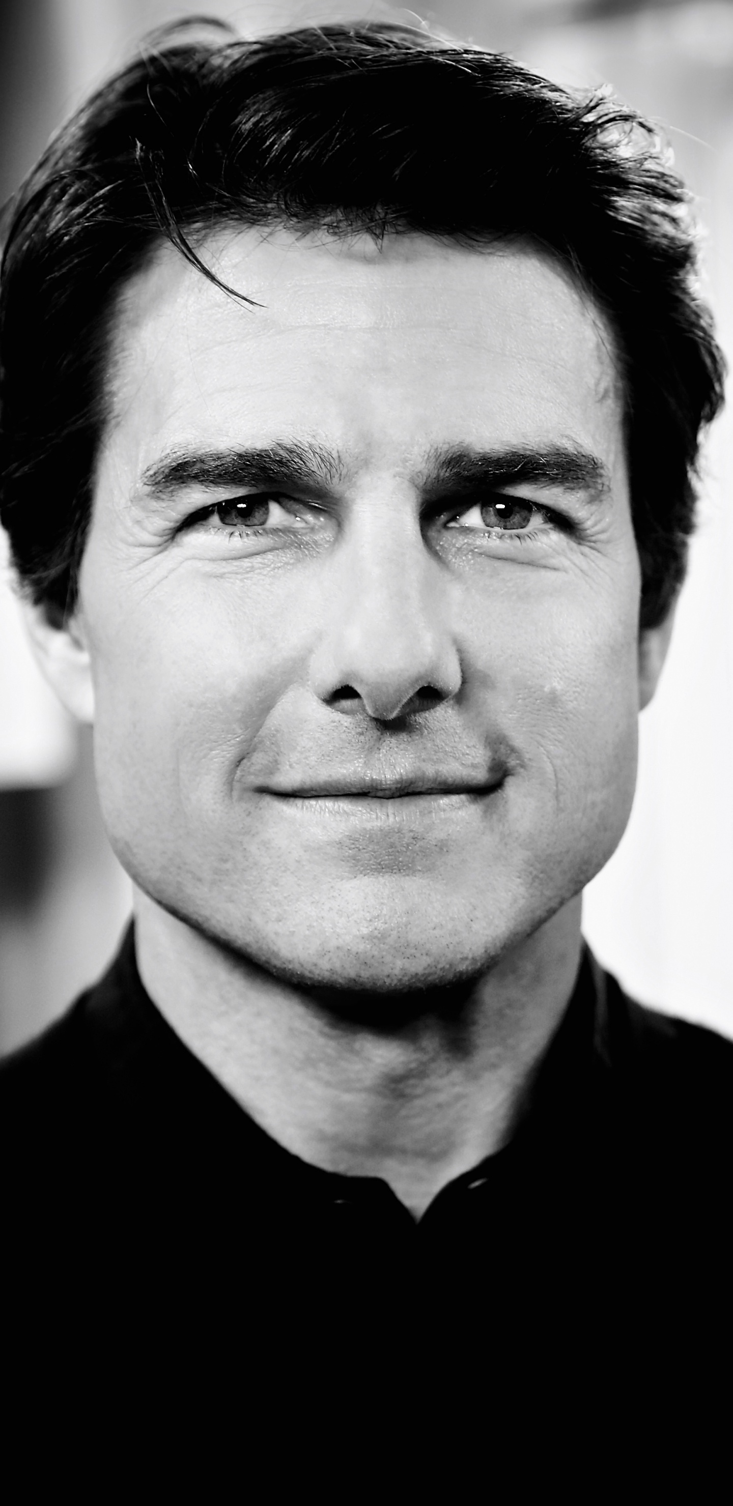 Tom Cruise, Black and White, Portrait, Face, Chin. Wallpaper in 1440x2960 Resolution