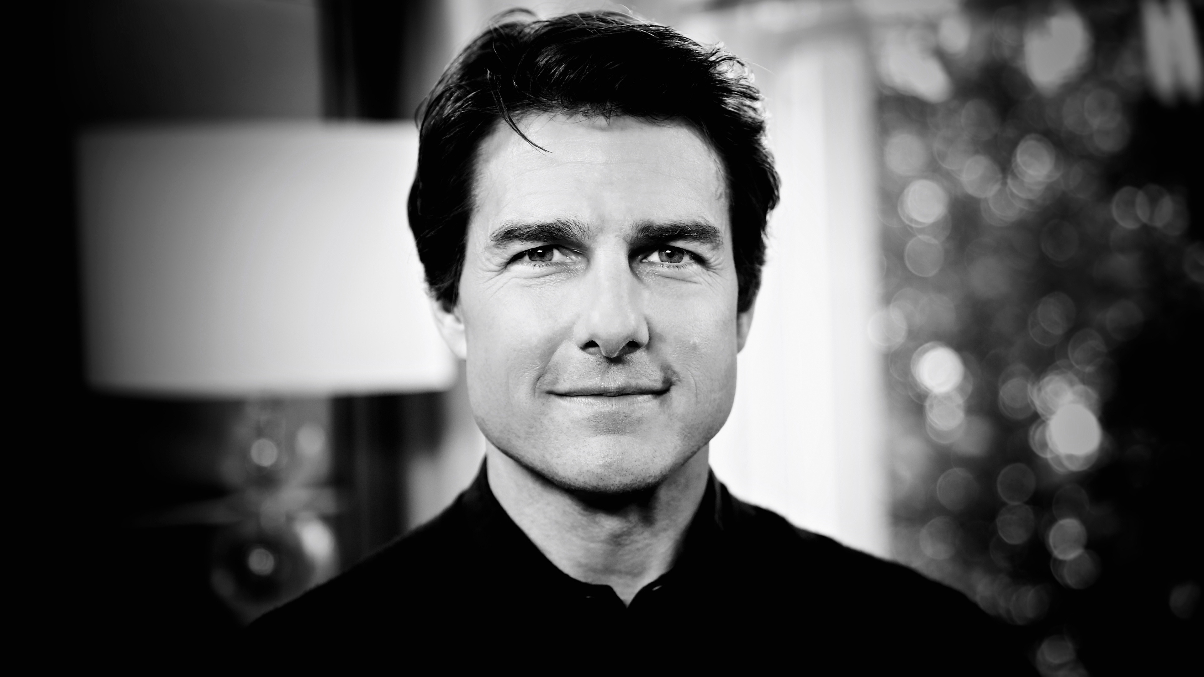 Tom Cruise, Black and White, Portrait, Face, Chin. Wallpaper in 3840x2160 Resolution