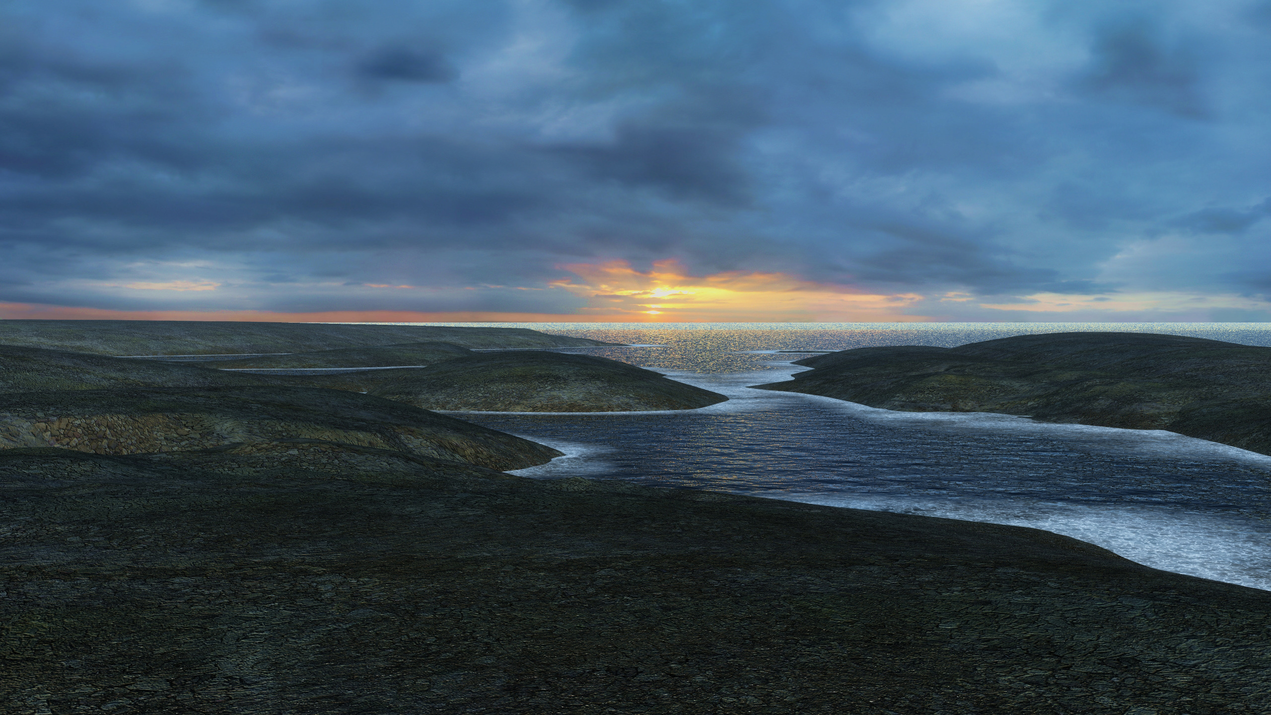 地平线, 天空, 窗口, 苔原, 早上 壁纸 2560x1440 允许