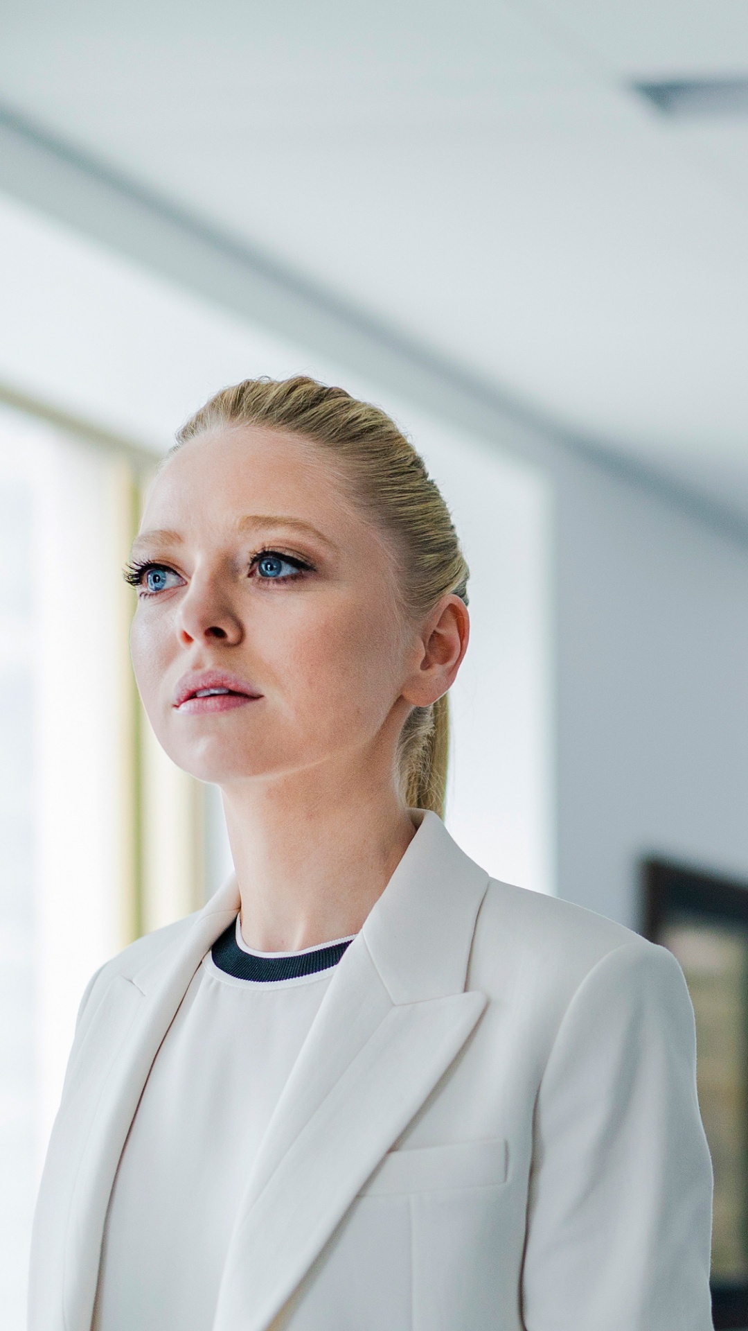 Woman in White Blazer Standing. Wallpaper in 1080x1920 Resolution