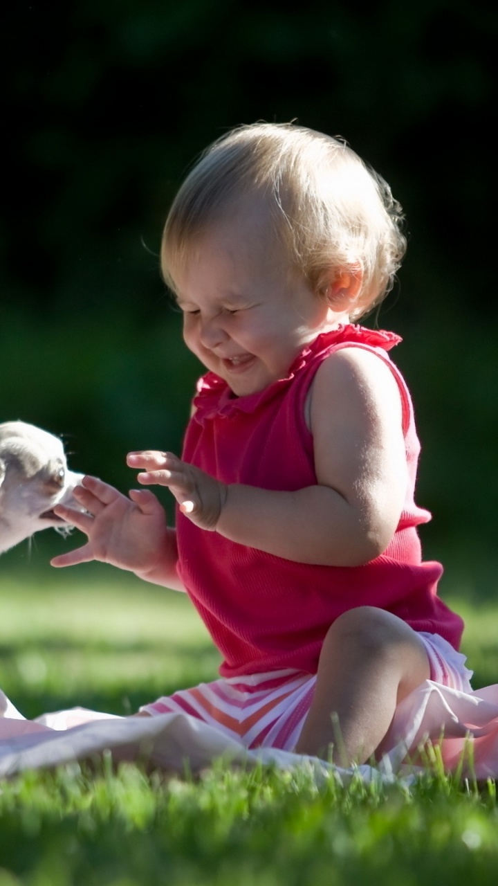 Chiot, la Gentillesse, Enfant, Animal Domestique, Amusement. Wallpaper in 720x1280 Resolution